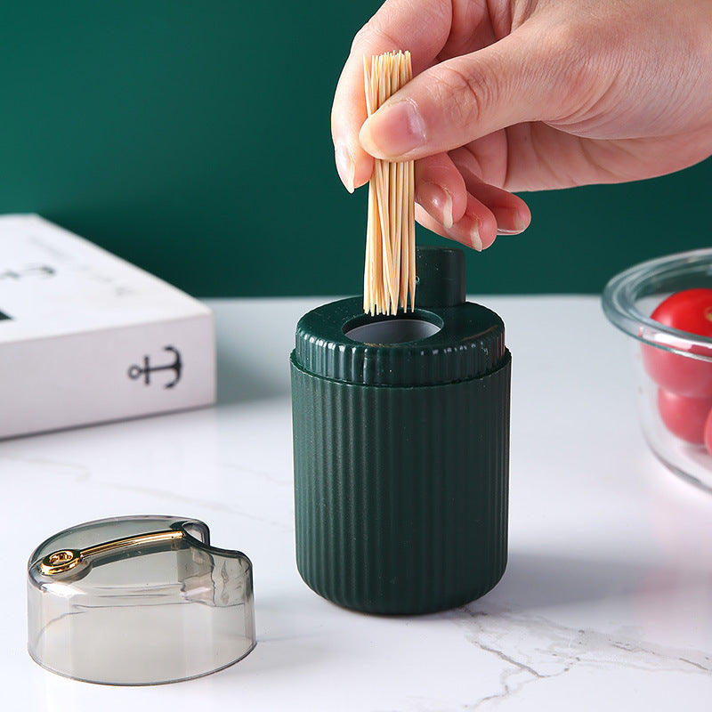 Push-Type Automatic Pop-Up Toothpick Dispenser – Creative Electroplated Storage Box for a Stylish Living Room Touch