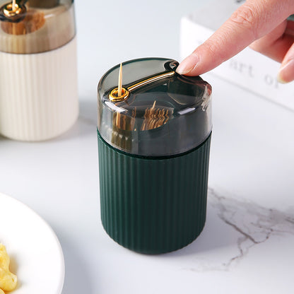 Push-Type Automatic Pop-Up Toothpick Dispenser – Creative Electroplated Storage Box for a Stylish Living Room Touch